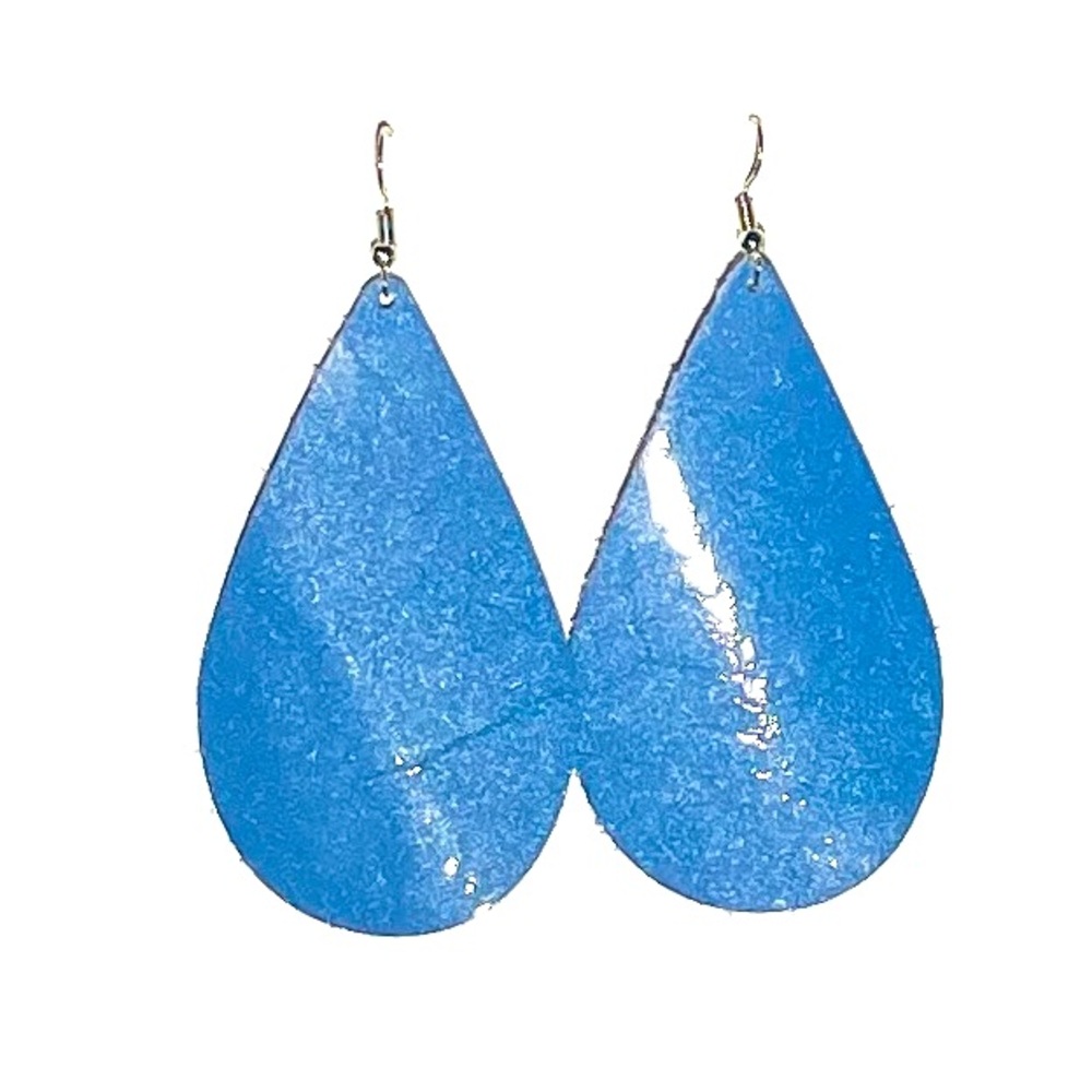 Real Genuine Leather Earrings - Periwinkle Blue